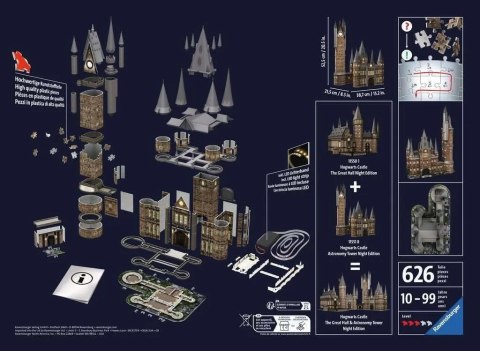 Ravensburger Puzzle 3D Budynki nocą: Zamek Hogwarts Wieża 540 elementów 11551 Ravensburger Puzzle 3D Budynki nocą: Zamek Hogwarts Wieża 540 elementów 11551