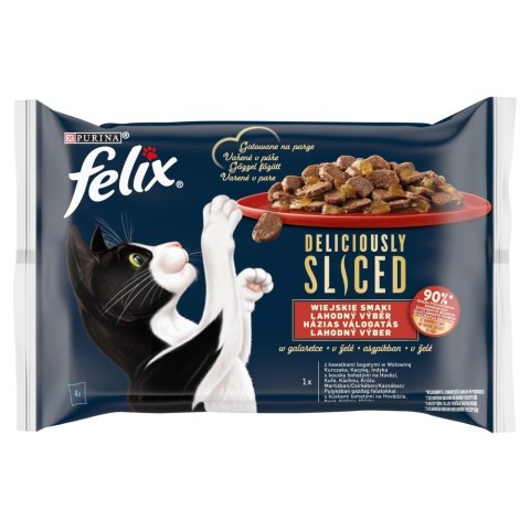 FELIX Deliciously Sliced Wiejskie Smaki - mokra karma dla kota - 4x 80 g FELIX Deliciously Sliced Wiejskie Smaki - mokra karma dla kota - 4x 80 g