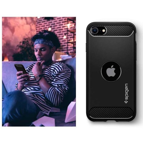 Spigen Rugged Armor - Etui do iPhone SE 2022 / SE 2020 / 8 / 7 (Czarny) Spigen Rugged Armor - Etui do iPhone SE 2022 / SE 2020 / 8 / 7 (Czarny)