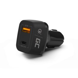 Green Cell - Ładowarka samochodowa USB-C Power Delivery + USB Quick Charge 3.0