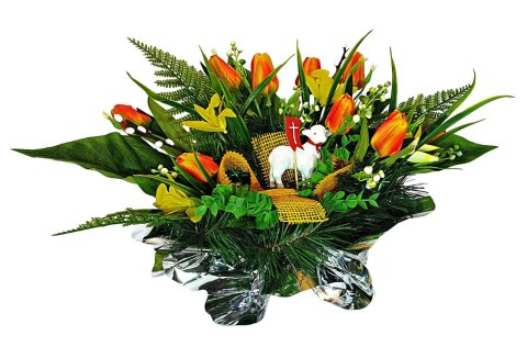WIELKANOCNY STROIK NA POMNIK WIĄZANKA KWIATY TULIPANY BARANEK NA CMENTARZ WIELKANOCNY STROIK NA POMNIK WIĄZANKA KWIATY TULIPANY BARANEK NA CMENTARZ