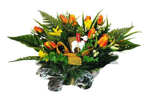 WIELKANOCNY STROIK NA POMNIK WIĄZANKA KWIATY TULIPANY BARANEK NA CMENTARZ WIELKANOCNY STROIK NA POMNIK WIĄZANKA KWIATY TULIPANY BARANEK NA CMENTARZ