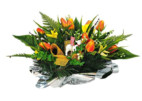 WIELKANOCNY STROIK NA POMNIK WIĄZANKA KWIATY TULIPANY BARANEK NA CMENTARZ WIELKANOCNY STROIK NA POMNIK WIĄZANKA KWIATY TULIPANY BARANEK NA CMENTARZ