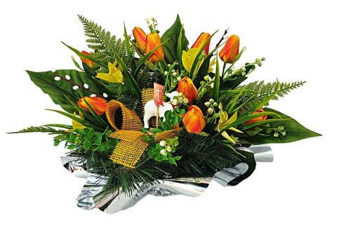 WIELKANOCNY STROIK NA POMNIK WIĄZANKA KWIATY TULIPANY BARANEK NA CMENTARZ WIELKANOCNY STROIK NA POMNIK WIĄZANKA KWIATY TULIPANY BARANEK NA CMENTARZ