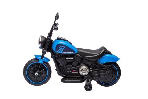 Motorek Chopper FASTER na akumulator dla dzieci Niebieski + Radio FM + Panel audio + LED Motorek Chopper FASTER na akumulator dla dzieci Niebieski + Radio FM + Panel audio + LED