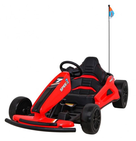Gokart Speed 7 Drift King na akumulator dla dzieci Czerwony + Funkcja driftu + Sportowe siedzenie + 2 Prędkości + EVA Gokart Speed 7 Drift King na akumulator dla dzieci Czerwony + Funkcja driftu + Sportowe siedzenie + 2 Prędkości + EVA