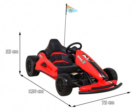Gokart Speed 7 Drift King na akumulator dla dzieci Czerwony + Funkcja driftu + Sportowe siedzenie + 2 Prędkości + EVA Gokart Speed 7 Drift King na akumulator dla dzieci Czerwony + Funkcja driftu + Sportowe siedzenie + 2 Prędkości + EVA