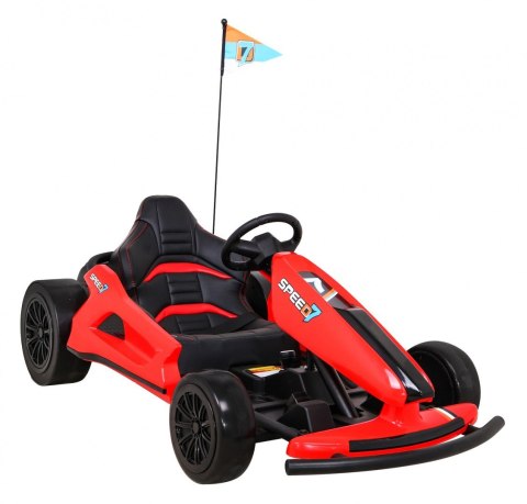 Gokart Speed 7 Drift King na akumulator dla dzieci Czerwony + Funkcja driftu + Sportowe siedzenie + 2 Prędkości + EVA Gokart Speed 7 Drift King na akumulator dla dzieci Czerwony + Funkcja driftu + Sportowe siedzenie + 2 Prędkości + EVA
