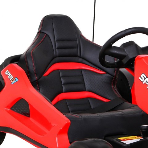 Gokart Speed 7 Drift King na akumulator dla dzieci Czerwony + Funkcja driftu + Sportowe siedzenie + 2 Prędkości + EVA Gokart Speed 7 Drift King na akumulator dla dzieci Czerwony + Funkcja driftu + Sportowe siedzenie + 2 Prędkości + EVA