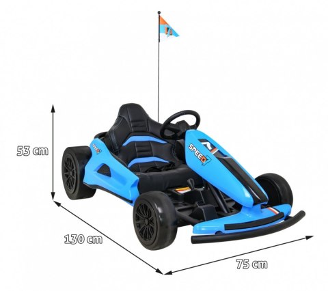 Gokart Speed 7 Drift King na akumulator dla dzieci Niebieski + Funkcja driftu + Sportowe siedzenie + 2 Prędkości + EVA Gokart Speed 7 Drift King na akumulator dla dzieci Niebieski + Funkcja driftu + Sportowe siedzenie + 2 Prędkości + EVA