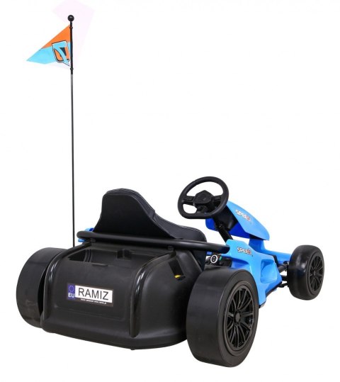 Gokart Speed 7 Drift King na akumulator dla dzieci Niebieski + Funkcja driftu + Sportowe siedzenie + 2 Prędkości + EVA Gokart Speed 7 Drift King na akumulator dla dzieci Niebieski + Funkcja driftu + Sportowe siedzenie + 2 Prędkości + EVA