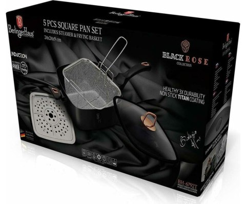 PATELNIA 24cm Z KOSZEM I PŁYTĄ PAROWĄ 4 EL. BERLINGER HAUS BLACK ROSE BH-6792T PATELNIA 24cm Z KOSZEM I PŁYTĄ PAROWĄ 4 EL. BERLINGER HAUS BLACK ROSE BH-6792T