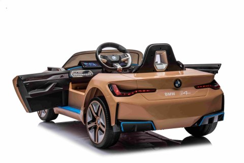 Autko BMW i4 na akumulator dla dzieci Złoty + Wolny Start + EVA + Ekoskóra + Audio LED + Pilot Autko BMW i4 na akumulator dla dzieci Złoty + Wolny Start + EVA + Ekoskóra + Audio LED + Pilot