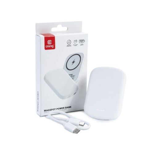 Crong MagSpot Power Bank - Bezprzewodowy power bank z MagSafe 5000mAh, USB-C 20W PD (biały) Crong MagSpot Power Bank - Bezprzewodowy power bank z MagSafe 5000mAh, USB-C 20W PD (biały)