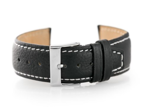 Pasek skórzany do zegarka W26 - PREMIUM - czarny/białe - 20mm Pasek skórzany do zegarka W26 - PREMIUM - czarny/białe - 20mm