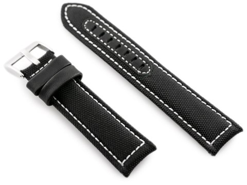Pasek skórzany do zegarka W34 - PREMIUM - czarny/białe - 20mm Pasek skórzany do zegarka W34 - PREMIUM - czarny/białe - 20mm