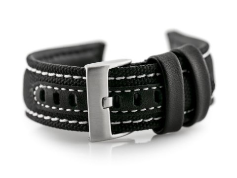 Pasek skórzany do zegarka W34 - PREMIUM - czarny/białe - 24mm Pasek skórzany do zegarka W34 - PREMIUM - czarny/białe - 24mm