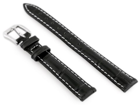Pasek skórzany do zegarka W64 - czarny/biały 12mm Pasek skórzany do zegarka W64 - czarny/biały 12mm