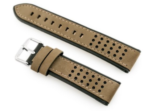 Pasek skórzany do zegarka W80 beżowy/czarny - 24mm Pasek skórzany do zegarka W80 beżowy/czarny - 24mm