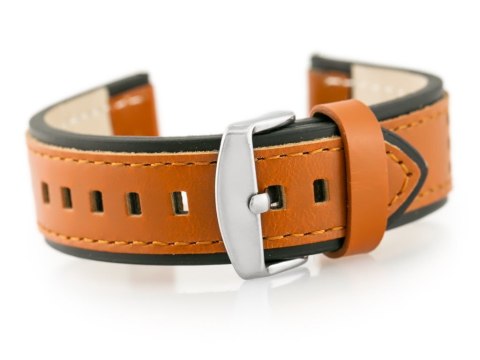 Pasek skórzany do zegarka W80 brązowy/czarny 22mm Pasek skórzany do zegarka W80 brązowy/czarny 22mm