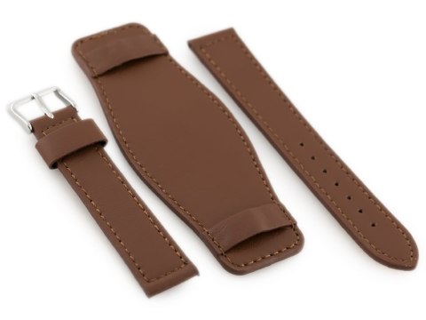 Pasek skórzany do zegarka W85 - podkładka - brązowy - 22mm Pasek skórzany do zegarka W85 - podkładka - brązowy - 22mm