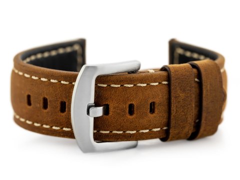 Pasek skórzany do zegarka W29 - ciemny brąz 22mm Pasek skórzany do zegarka W29 - ciemny brąz 22mm