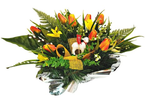 WIELKANOCNY STROIK NA POMNIK WIĄZANKA KWIATY TULIPANY BARANEK NA CMENTARZ WIELKANOCNY STROIK NA POMNIK WIĄZANKA KWIATY TULIPANY BARANEK NA CMENTARZ