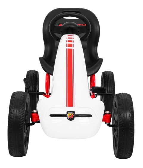 Gokart ABARTH na pedały dla dzieci Biały + Koła EVA + Hamulec ręczny + Wolny bieg Gokart ABARTH na pedały dla dzieci Biały + Koła EVA + Hamulec ręczny + Wolny bieg