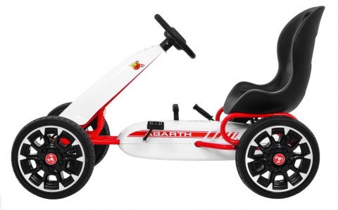 Gokart ABARTH na pedały dla dzieci Biały + Koła EVA + Hamulec ręczny + Wolny bieg Gokart ABARTH na pedały dla dzieci Biały + Koła EVA + Hamulec ręczny + Wolny bieg