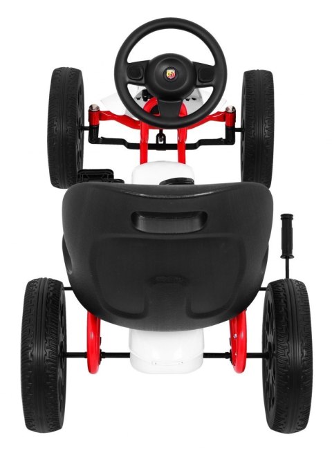 Gokart ABARTH na pedały dla dzieci Biały + Koła EVA + Hamulec ręczny + Wolny bieg Gokart ABARTH na pedały dla dzieci Biały + Koła EVA + Hamulec ręczny + Wolny bieg