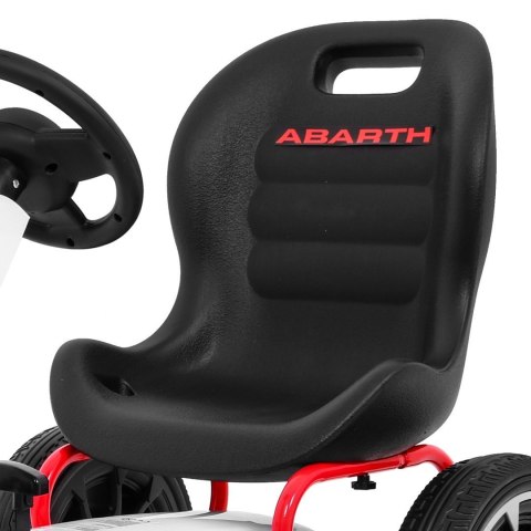 Gokart ABARTH na pedały dla dzieci Biały + Koła EVA + Hamulec ręczny + Wolny bieg Gokart ABARTH na pedały dla dzieci Biały + Koła EVA + Hamulec ręczny + Wolny bieg