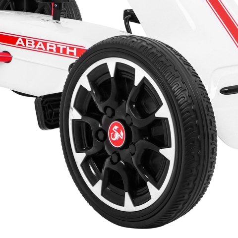 Gokart ABARTH na pedały dla dzieci Biały + Koła EVA + Hamulec ręczny + Wolny bieg Gokart ABARTH na pedały dla dzieci Biały + Koła EVA + Hamulec ręczny + Wolny bieg