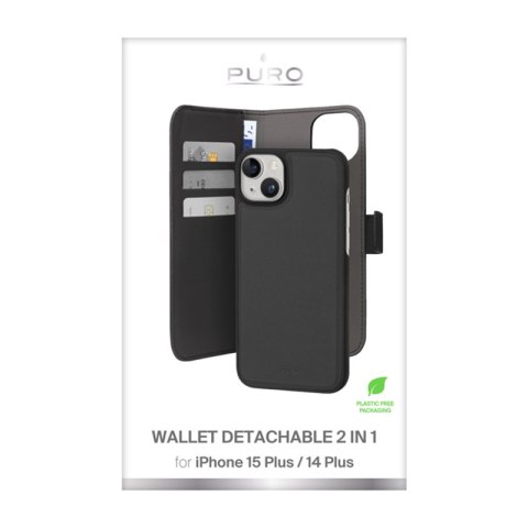 PURO Wallet Detachable - Etui 2w1 iPhone 15 Plus (czarny) PURO Wallet Detachable - Etui 2w1 iPhone 15 Plus (czarny)