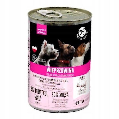 PetRepublic puszka dla psa z wieprzowiną 400 g PetRepublic puszka dla psa z wieprzowiną 400 g