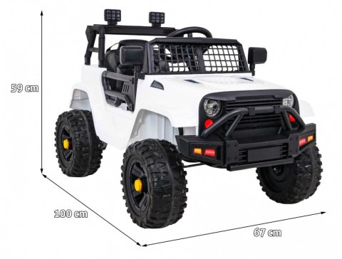 Autko Jeep Dark Night na akumulator dla dzieci Biały + Wolny Start + EVA + Audio LED Autko Jeep Dark Night na akumulator dla dzieci Biały + Wolny Start + EVA + Audio LED