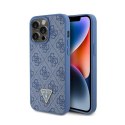 Guess Leather 4G Triangle Strass - Etui iPhone 15 Pro Max (niebieski)