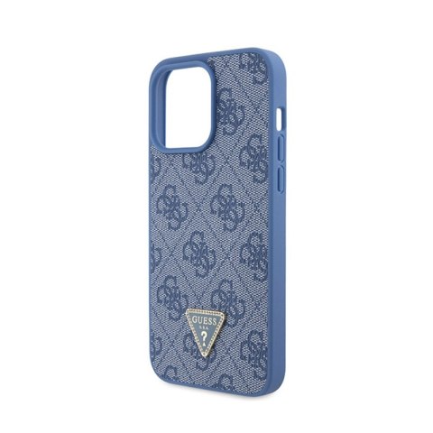 Guess Leather 4G Triangle Strass - Etui iPhone 15 Pro Max (niebieski) Guess Leather 4G Triangle Strass - Etui iPhone 15 Pro Max (niebieski)