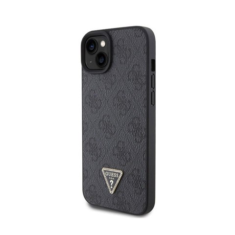 Guess Leather 4G Triangle Strass - Etui iPhone 15 (czarny) Guess Leather 4G Triangle Strass - Etui iPhone 15 (czarny)