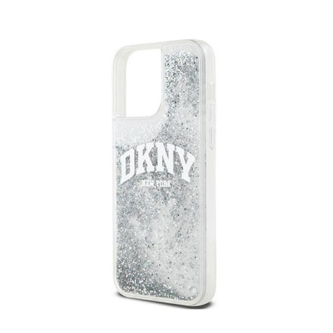 DKNY Liquid Glitter Big Logo - Etui iPhone 15 Pro (biały) DKNY Liquid Glitter Big Logo - Etui iPhone 15 Pro (biały)