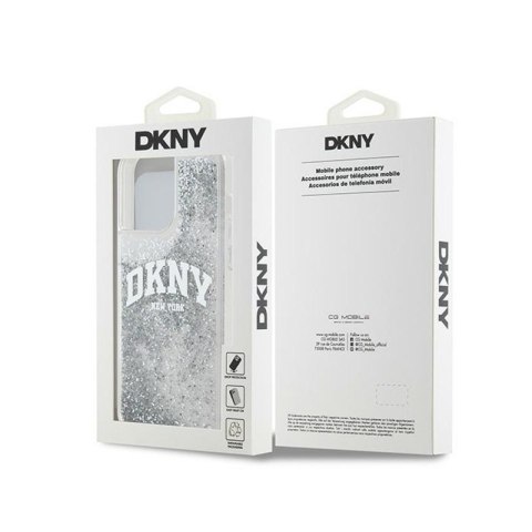DKNY Liquid Glitter Big Logo - Etui iPhone 15 Pro (biały) DKNY Liquid Glitter Big Logo - Etui iPhone 15 Pro (biały)