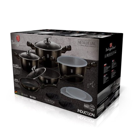 ZESTAW GARNKÓW Z POWŁOKĄ GRANITOWĄ 13-ELE BERLINGER HAUS SHINY BLACK BH-7032 ZESTAW GARNKÓW Z POWŁOKĄ GRANITOWĄ 13-ELE BERLINGER HAUS SHINY BLACK BH-7032