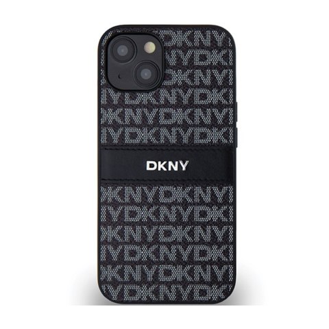 DKNY Leather Mono Stripe & Metal Logo - Etui iPhone 14 / 15 / 13 (czarny) DKNY Leather Mono Stripe & Metal Logo - Etui iPhone 14 / 15 / 13 (czarny)