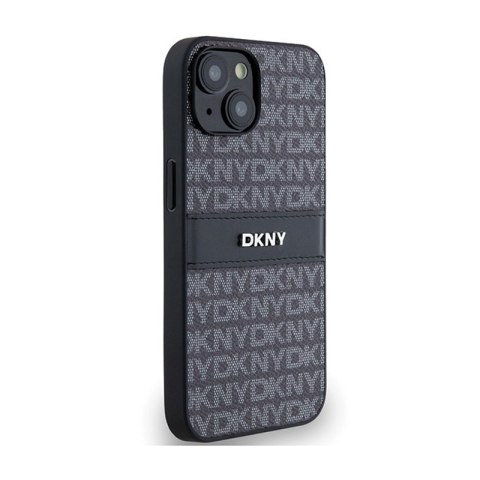 DKNY Leather Mono Stripe & Metal Logo - Etui iPhone 14 / 15 / 13 (czarny) DKNY Leather Mono Stripe & Metal Logo - Etui iPhone 14 / 15 / 13 (czarny)