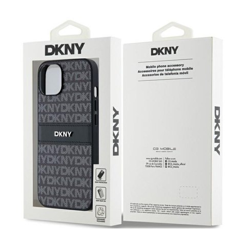 DKNY Leather Mono Stripe & Metal Logo - Etui iPhone 14 / 15 / 13 (czarny) DKNY Leather Mono Stripe & Metal Logo - Etui iPhone 14 / 15 / 13 (czarny)