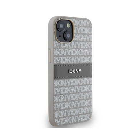 DKNY Leather Mono Stripe & Metal Logo - Etui iPhone 14 / 15 / 13 (beżowy) DKNY Leather Mono Stripe & Metal Logo - Etui iPhone 14 / 15 / 13 (beżowy)