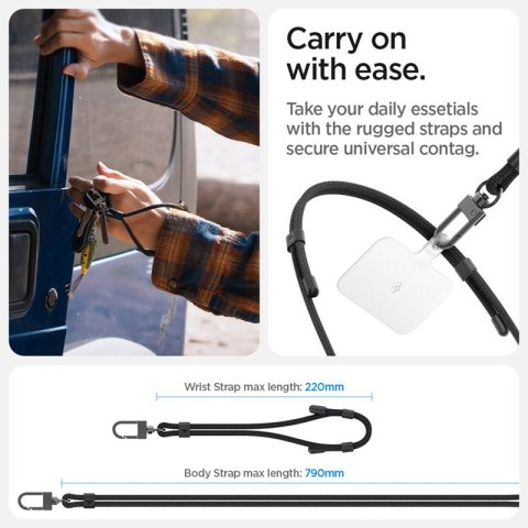 Spigen Universal Strap Set Crossbody & Wrist - Pasek do telefonu na ramię + na nadgarstek (Black) Spigen Universal Strap Set Crossbody & Wrist - Pasek do telefonu na ramię + na nadgarstek (Black)