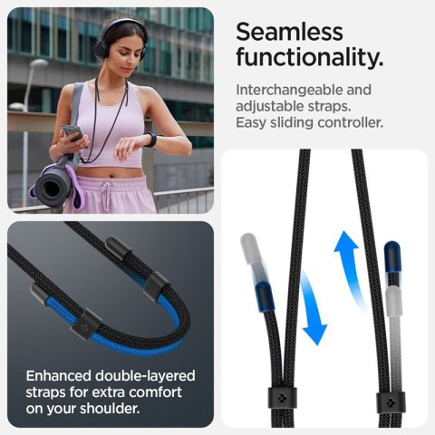 Spigen Universal Strap Set Crossbody & Wrist - Pasek do telefonu na ramię + na nadgarstek (Black) Spigen Universal Strap Set Crossbody & Wrist - Pasek do telefonu na ramię + na nadgarstek (Black)