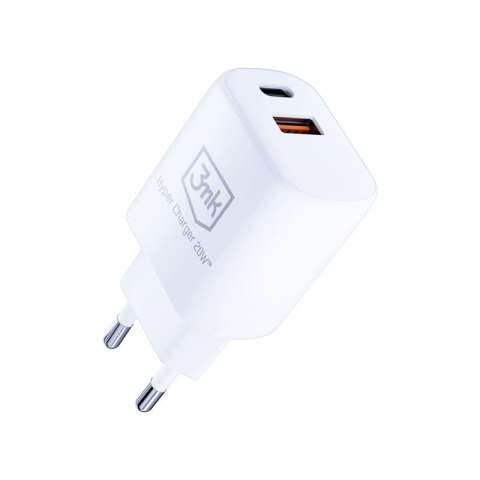 3mk Hyper Charger - Ładowarka sieciowa USB-A QC 3.0 + USB-C PD 20W (Biały) 3mk Hyper Charger - Ładowarka sieciowa USB-A QC 3.0 + USB-C PD 20W (Biały)