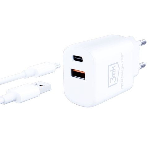 3mk Hyper Charger - Ładowarka sieciowa USB-A QC 3.0 + USB-C PD 20W (Biały) 3mk Hyper Charger - Ładowarka sieciowa USB-A QC 3.0 + USB-C PD 20W (Biały)