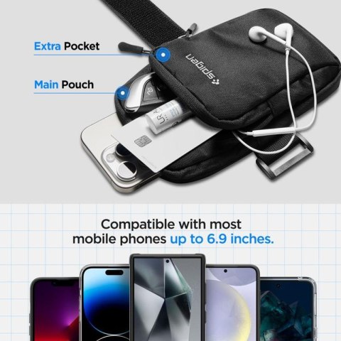 Spigen A702 Dynamic Shield Armband - Etui / Sportowa opaska na ramię na smartfon do 6.9" (Czarny) Spigen A702 Dynamic Shield Armband - Etui / Sportowa opaska na ramię na smartfon do 6.9" (Czarny)